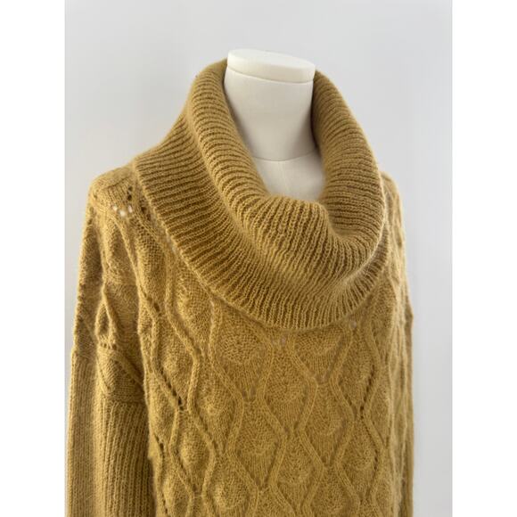 Elsamanda Italy Gold Mohair Sweater Cowl Neck Oversized Yellow S L - Picture 2 of 9